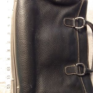 Dooney & Bourke large black leather shoulder bag, two outside magnetic pockets